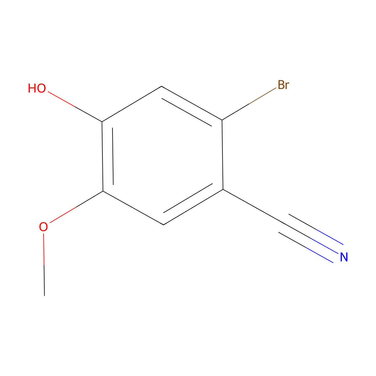 2-Bromo-4-hydroxy-5-methoxybenzonitrile molecular structure, CAS 161196-87-8