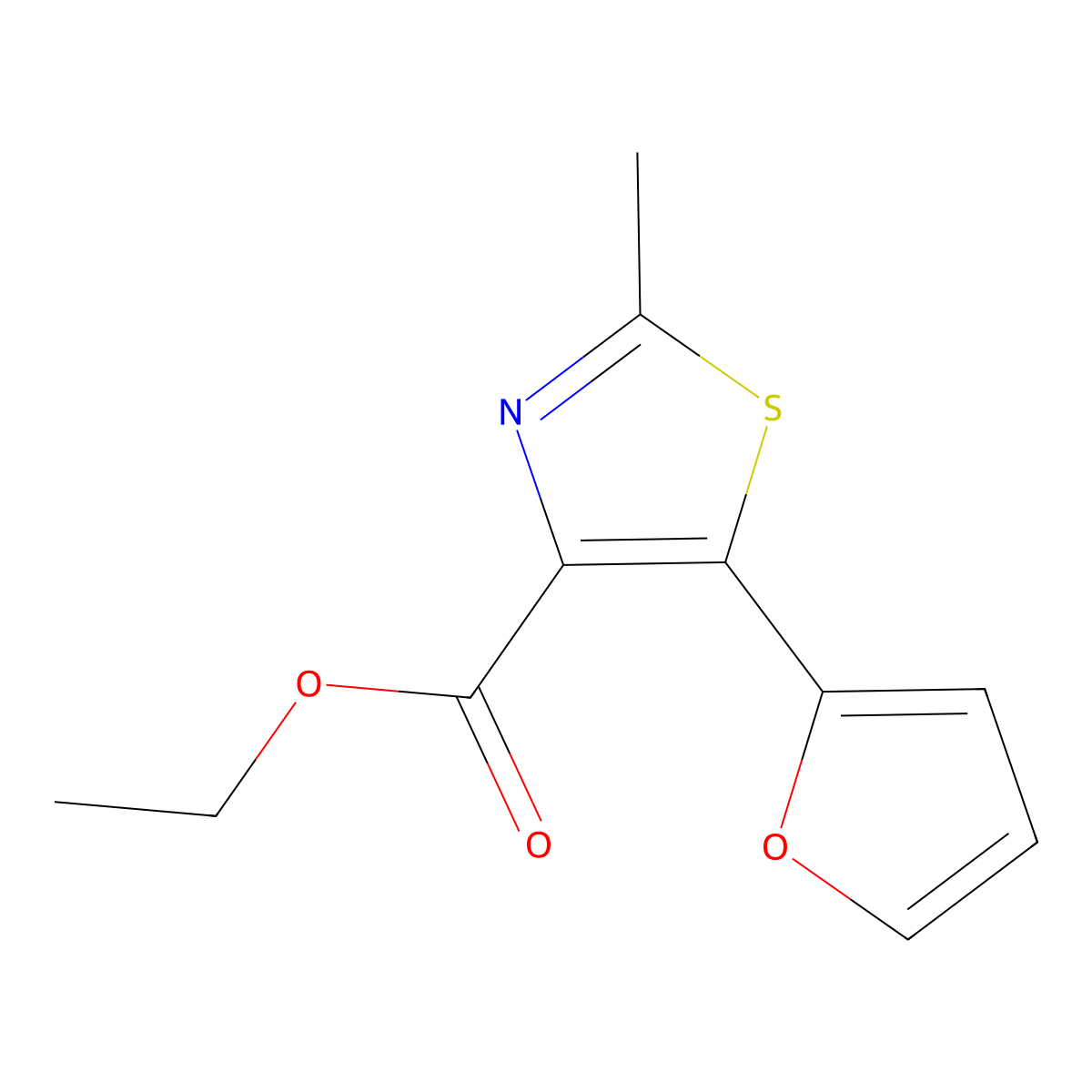Ethyl 5-(furan-2-yl)-2-methyl-1,3-thiazole-4-carboxylate molecular structure, CAS 161198-47-6