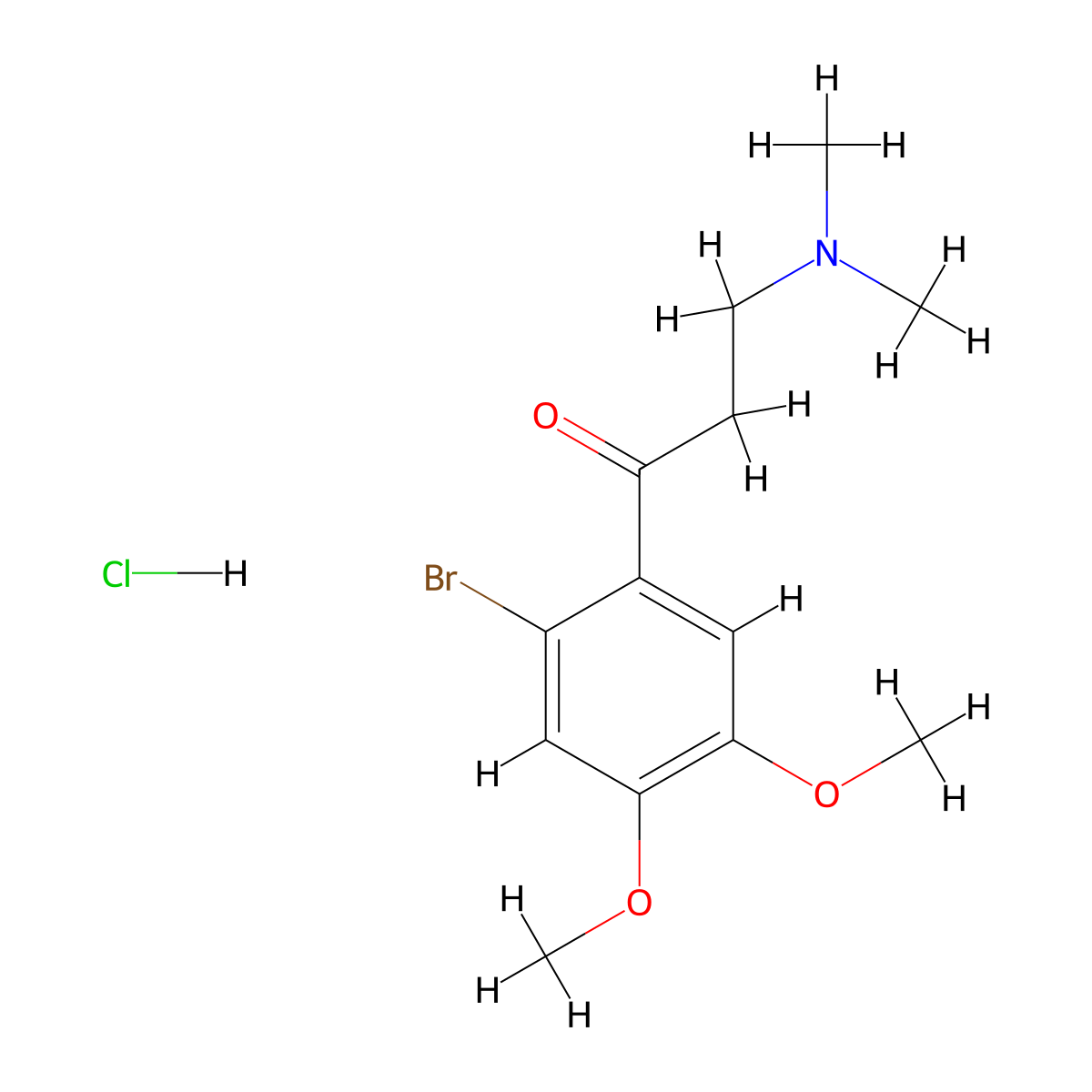 1-Propanone, 1-(2-bromo-4,5-dimethoxyphenyl)-3-(dimethylamino)-, hydrochloride molecular structure, CAS 161199-93-5