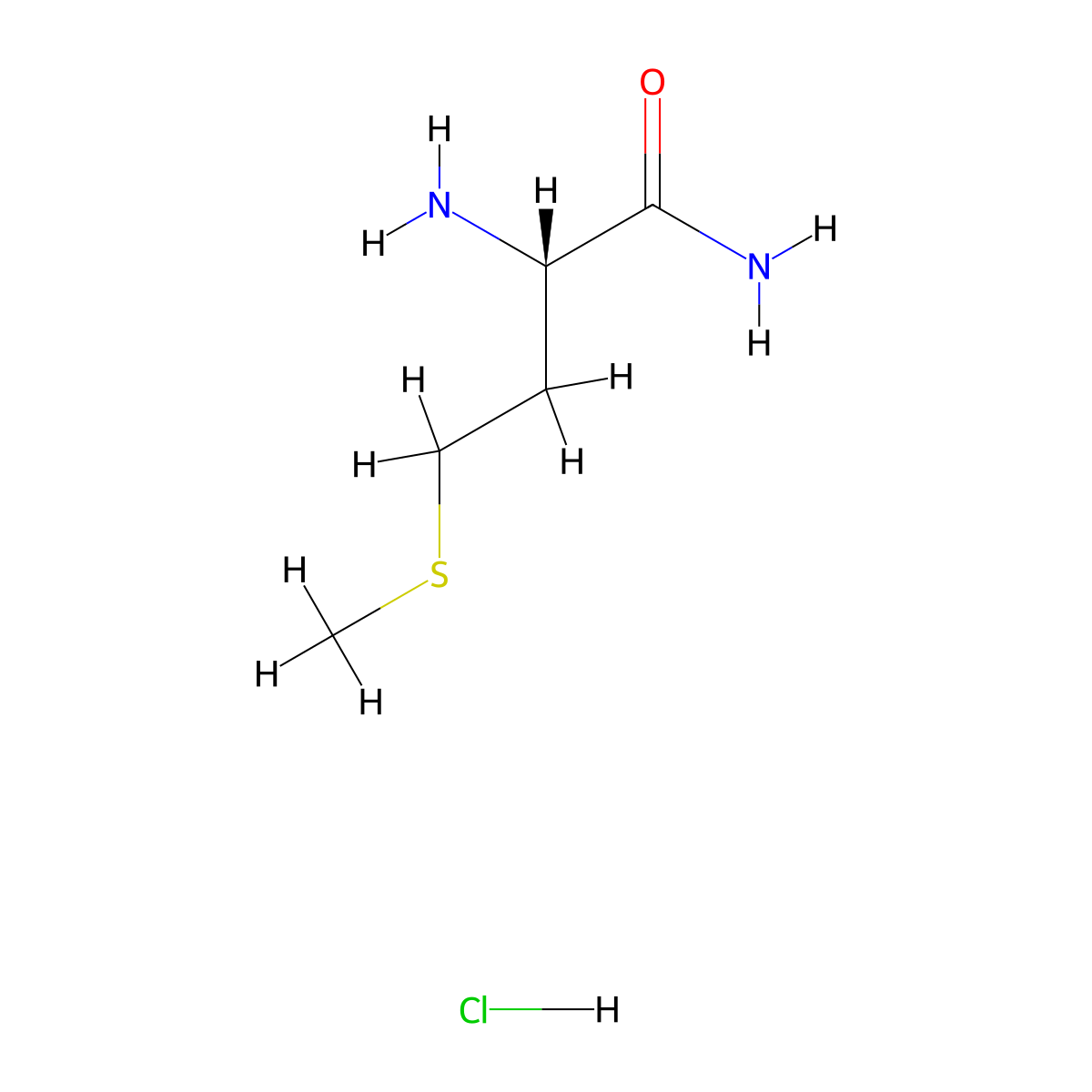 (2S)-2-amino-4-(methylsulfanyl)butanamide hydrochloride molecular structure, CAS 16120-92-6