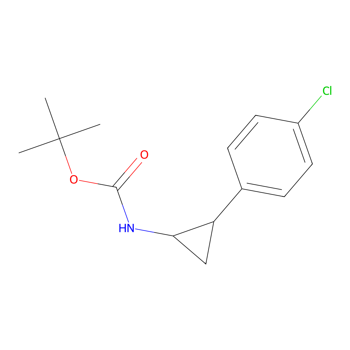 tert-butyl (1R,2S)-2-(4-chlorophenyl)cyclopropylcarbamate molecular structure, CAS 1612143-68-6