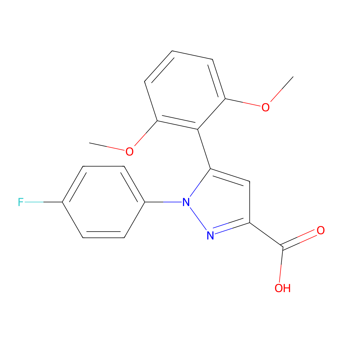 5-(2,6-Dimethoxyphenyl)-1-(4-fluorophenyl)-1H-pyrazole-3-carboxylic acid molecular structure, CAS 1612148-85-2