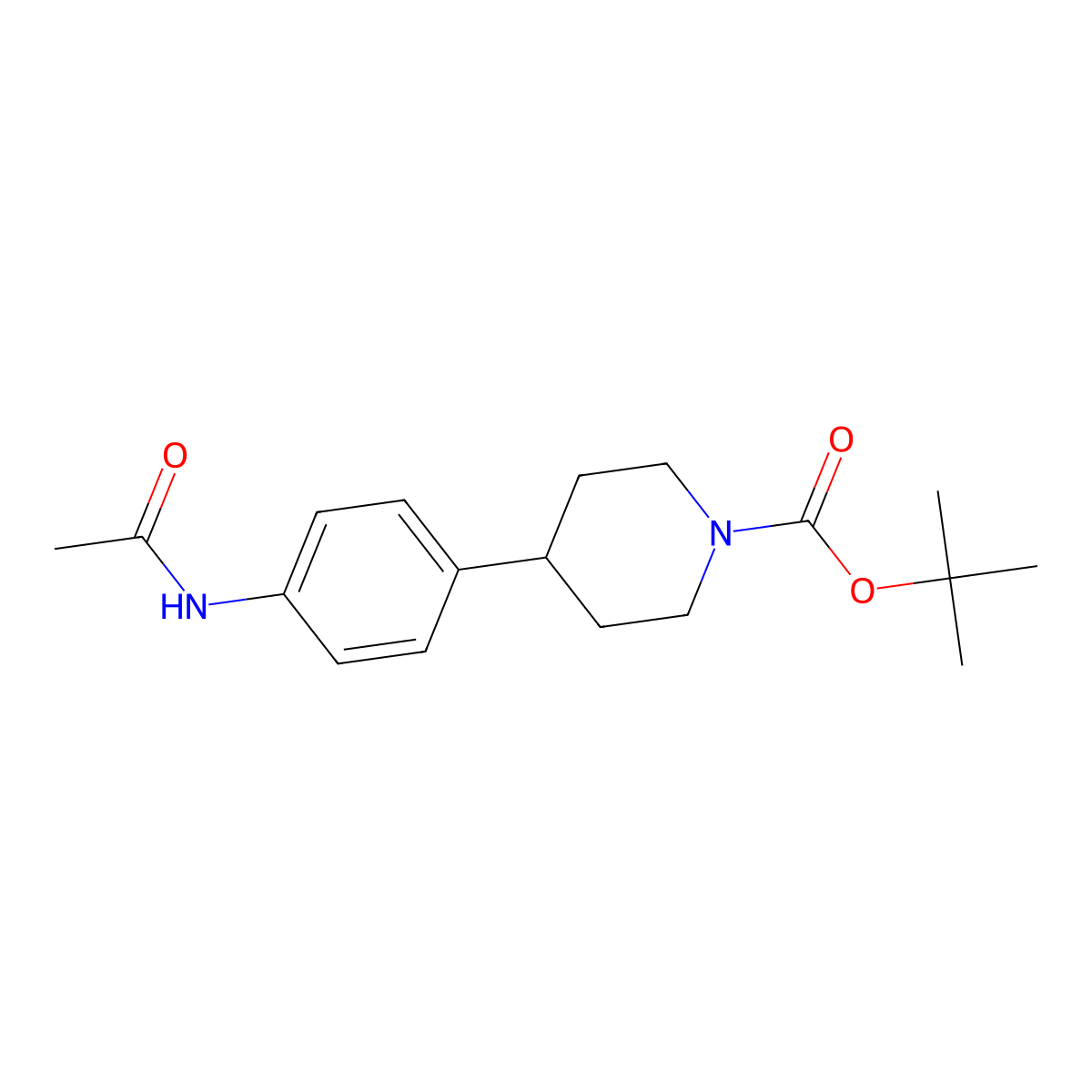 Tert-butyl 4-(4-acetamidophenyl)piperidine-1-carboxylate molecular structure, CAS 1612155-93-7