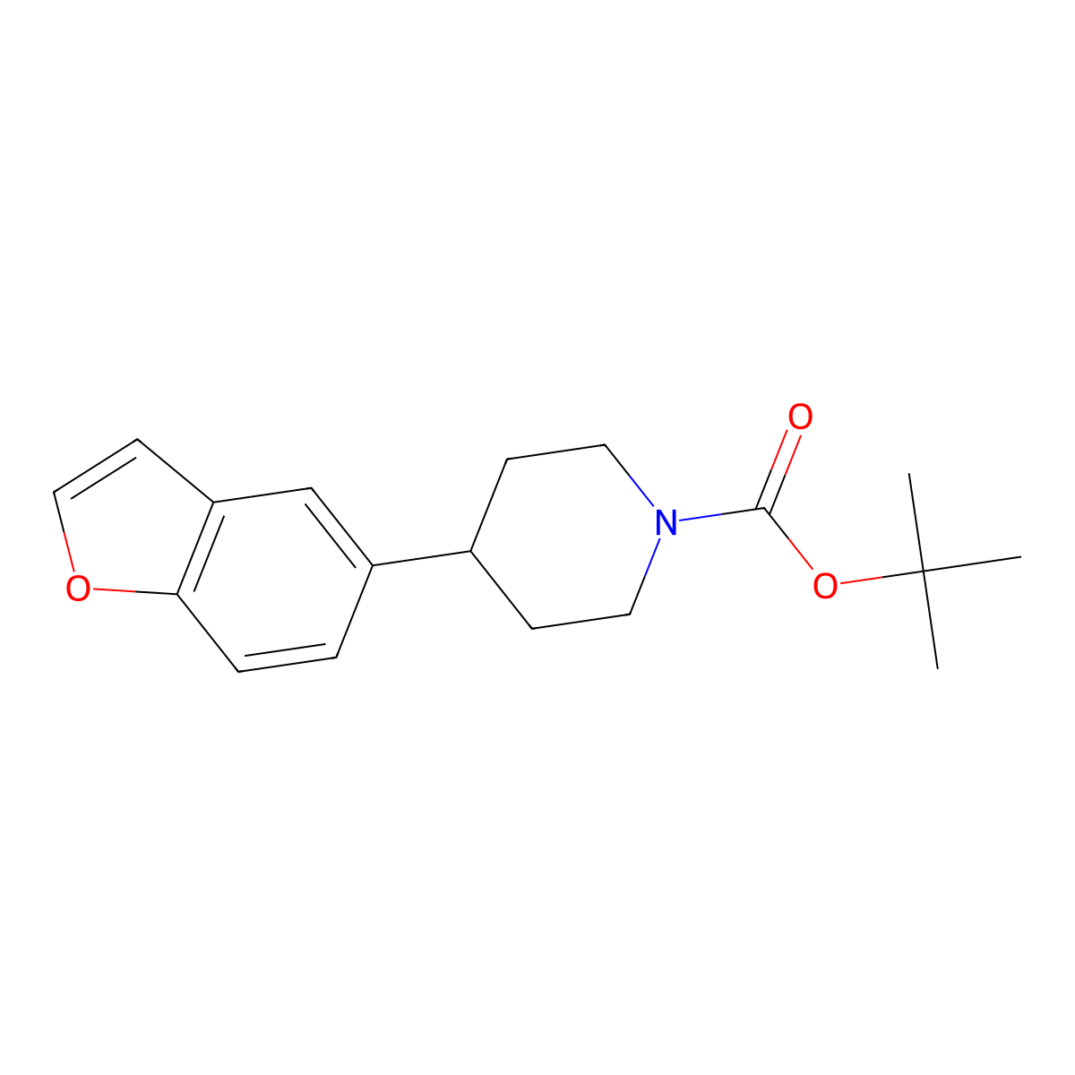 tert-Butyl 4-(benzofuran-5-yl)piperidine-1-carboxylate molecular structure, CAS 1612155-94-8