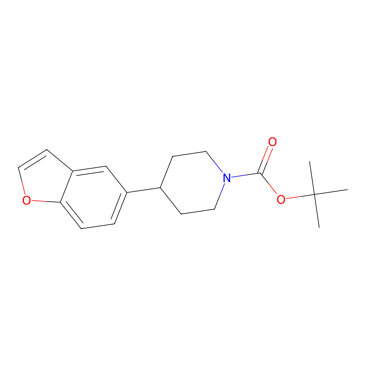 tert-Butyl 4-(benzofuran-5-yl)piperidine-1-carboxylate molecular structure, CAS 1612155-94-8