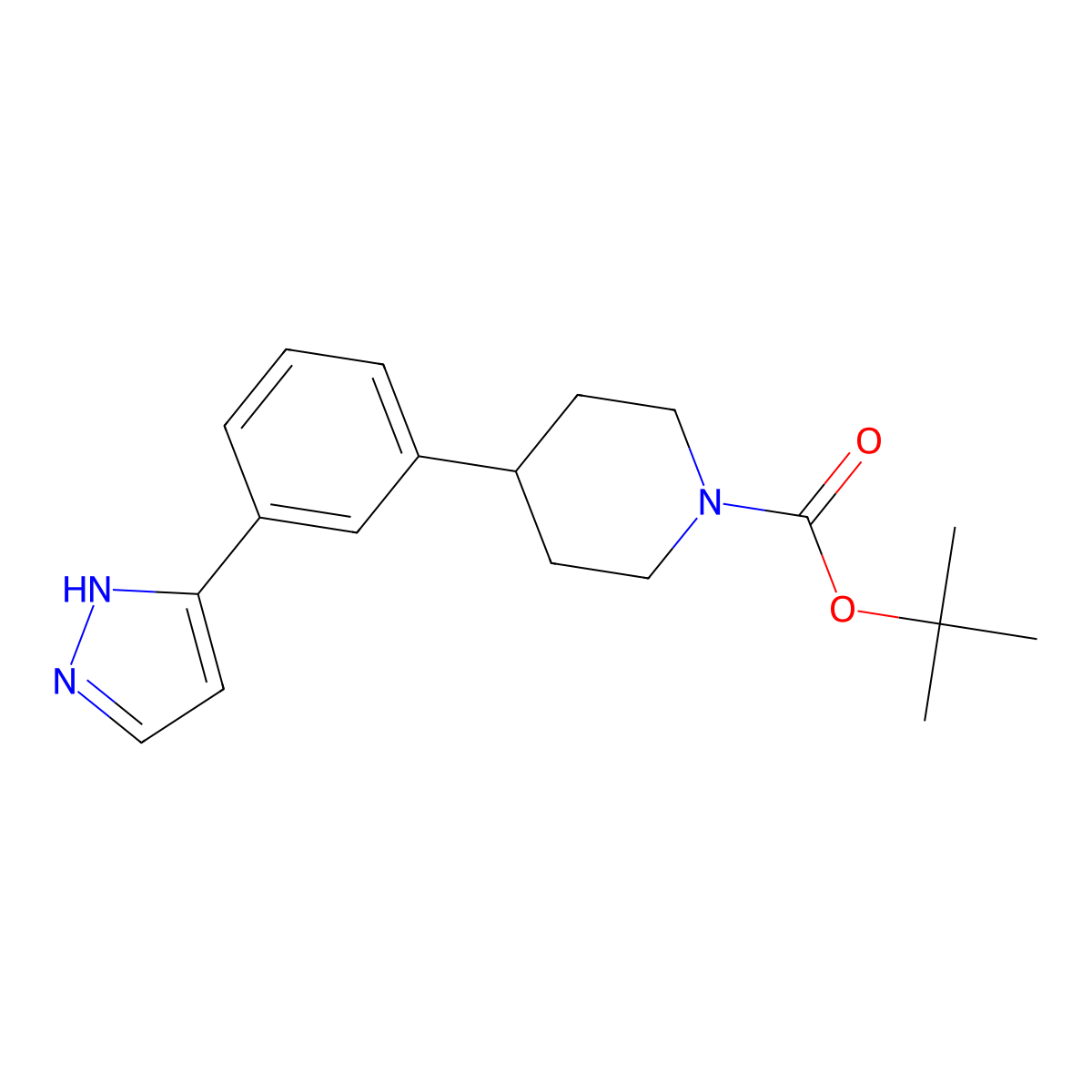 tert-Butyl 4-(3-(1H-pyrazol-5-yl)phenyl)piperidine-1-carboxylate molecular structure, CAS 1612156-05-4