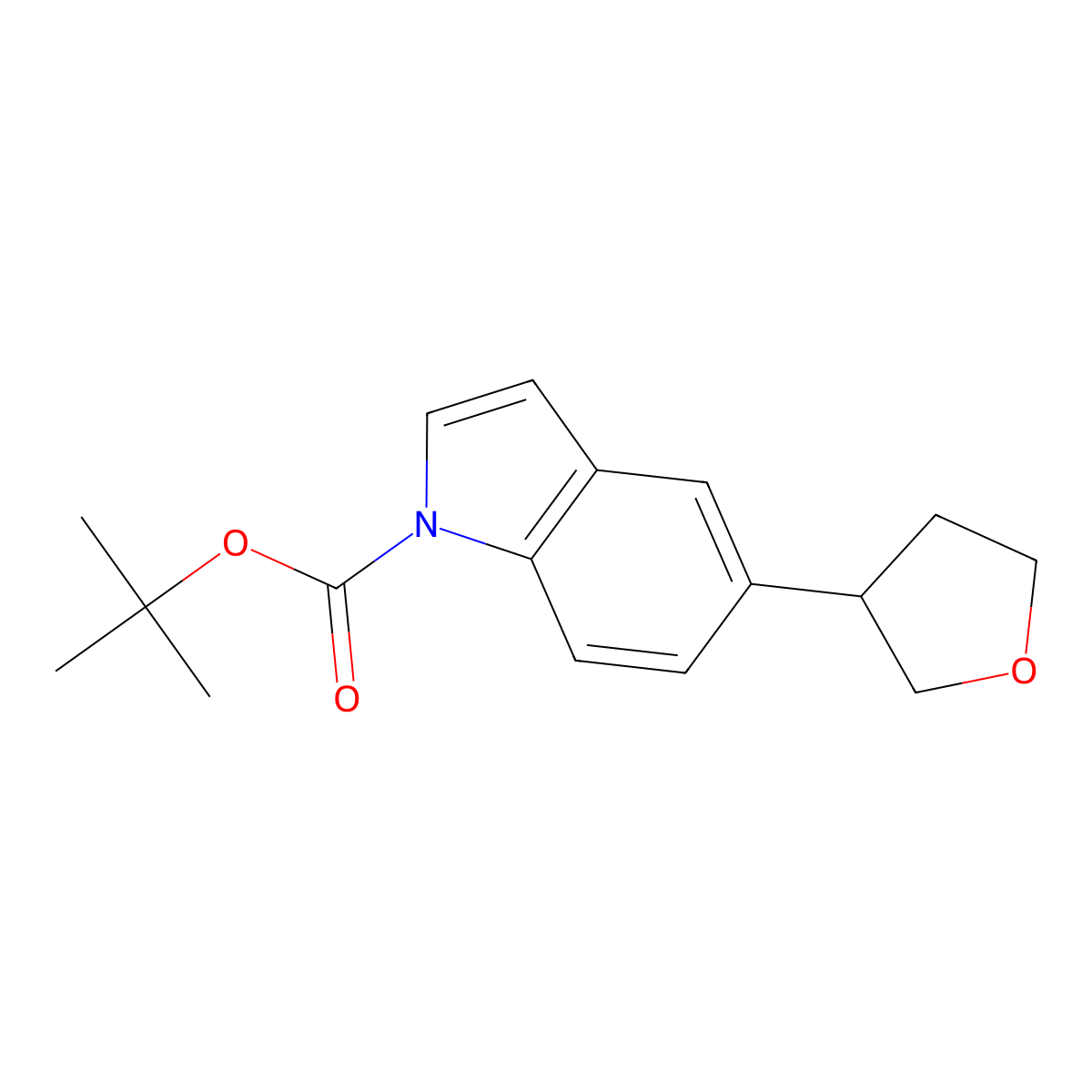 tert-butyl 5-(oxolan-3-yl)-1H-indole-1-carboxylate molecular structure, CAS 1612156-12-3