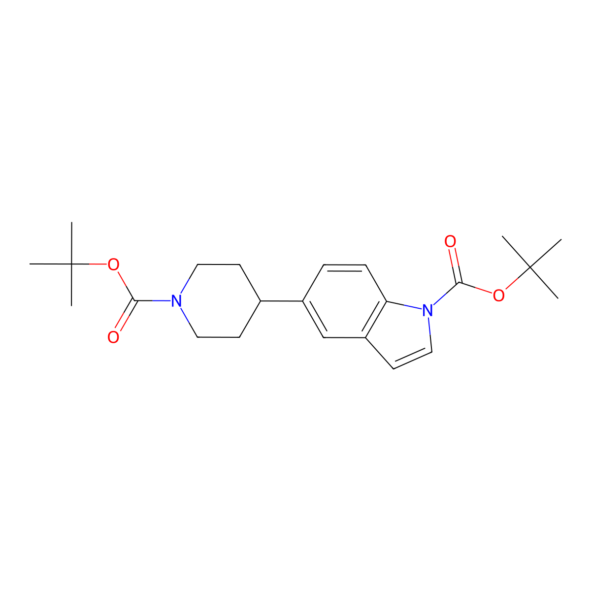 tert-butyl 5-{1-[(tert-butoxy)carbonyl]piperidin-4-yl}-1H-indole-1-carboxylate molecular structure, CAS 1612156-14-5