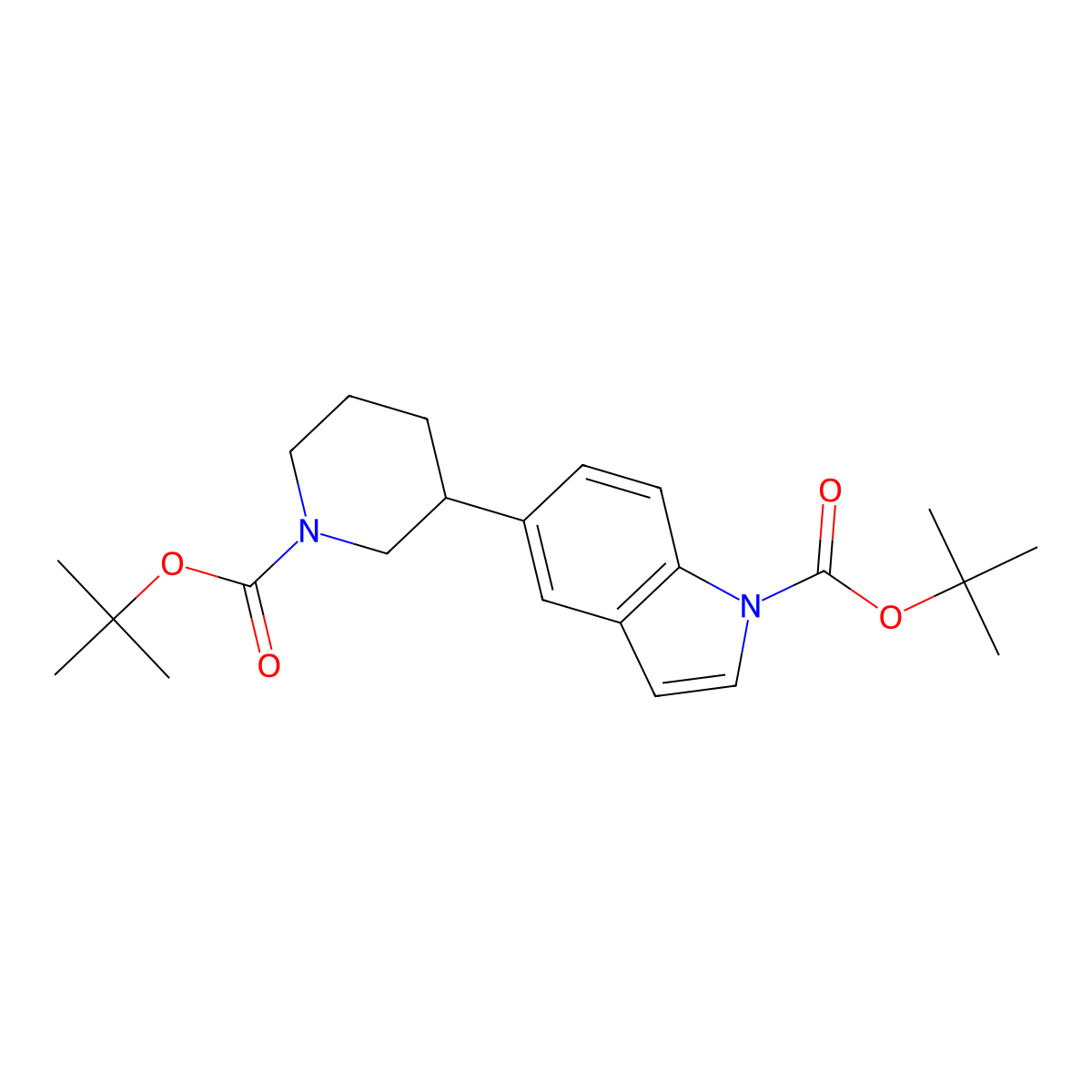 tert-butyl 5-{1-[(tert-butoxy)carbonyl]piperidin-3-yl}-1H-indole-1-carboxylate molecular structure, CAS 1612156-15-6