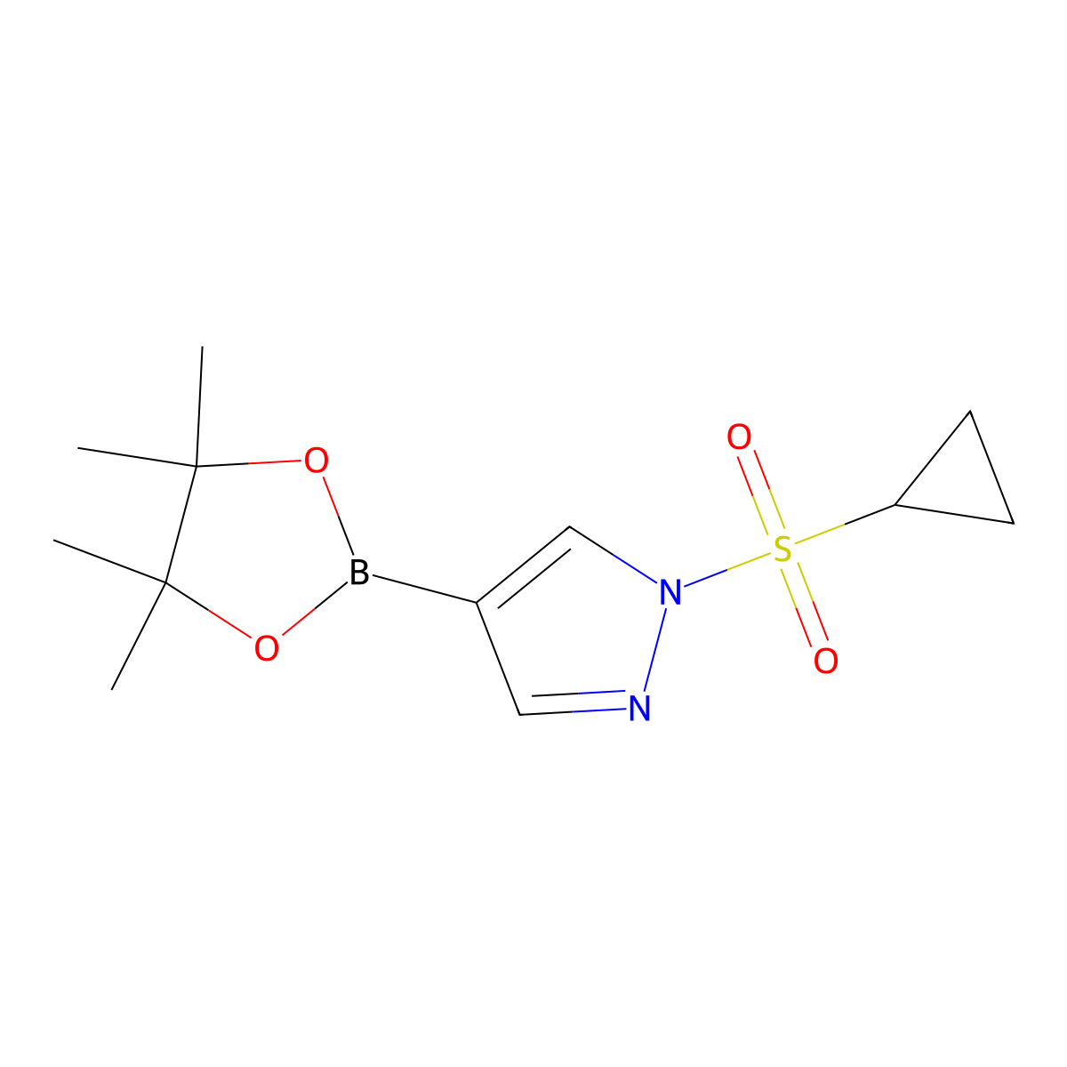 1-(cyclopropanesulfonyl)-4-(4,4,5,5-tetramethyl-1,3,2-dioxaborolan-2-yl)-1H-pyrazole molecular structure, CAS 1612172-62-9