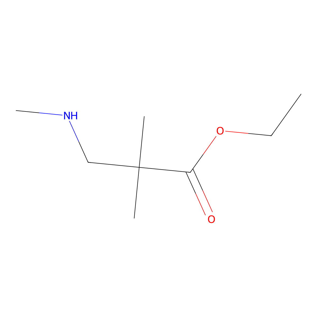 Ethyl 2,2-dimethyl-3-(methylamino)propanoate molecular structure, CAS 1612172-78-7