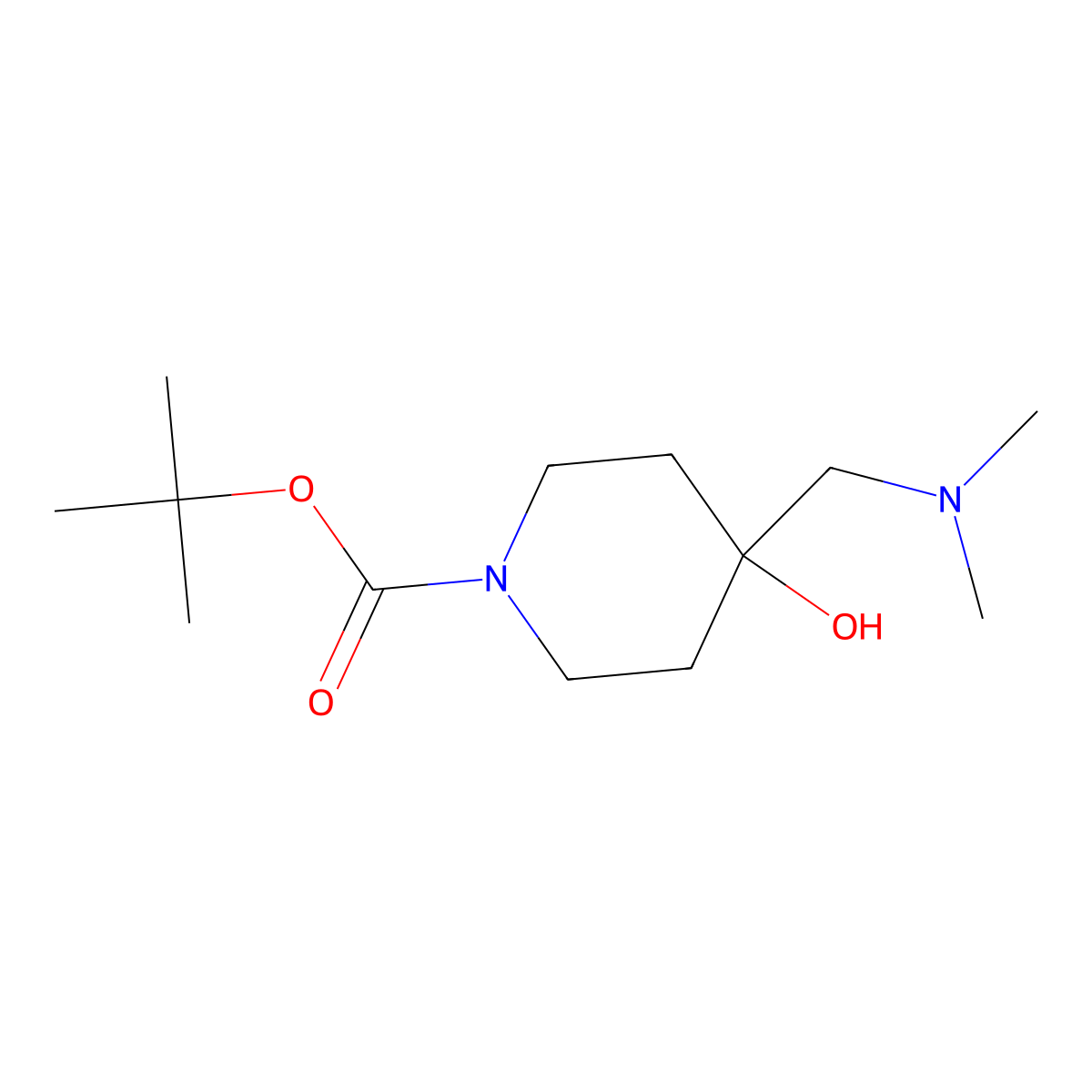 Tert-butyl 4-[(dimethylamino)methyl]-4-hydroxypiperidine-1-carboxylate molecular structure, CAS 1612173-01-9