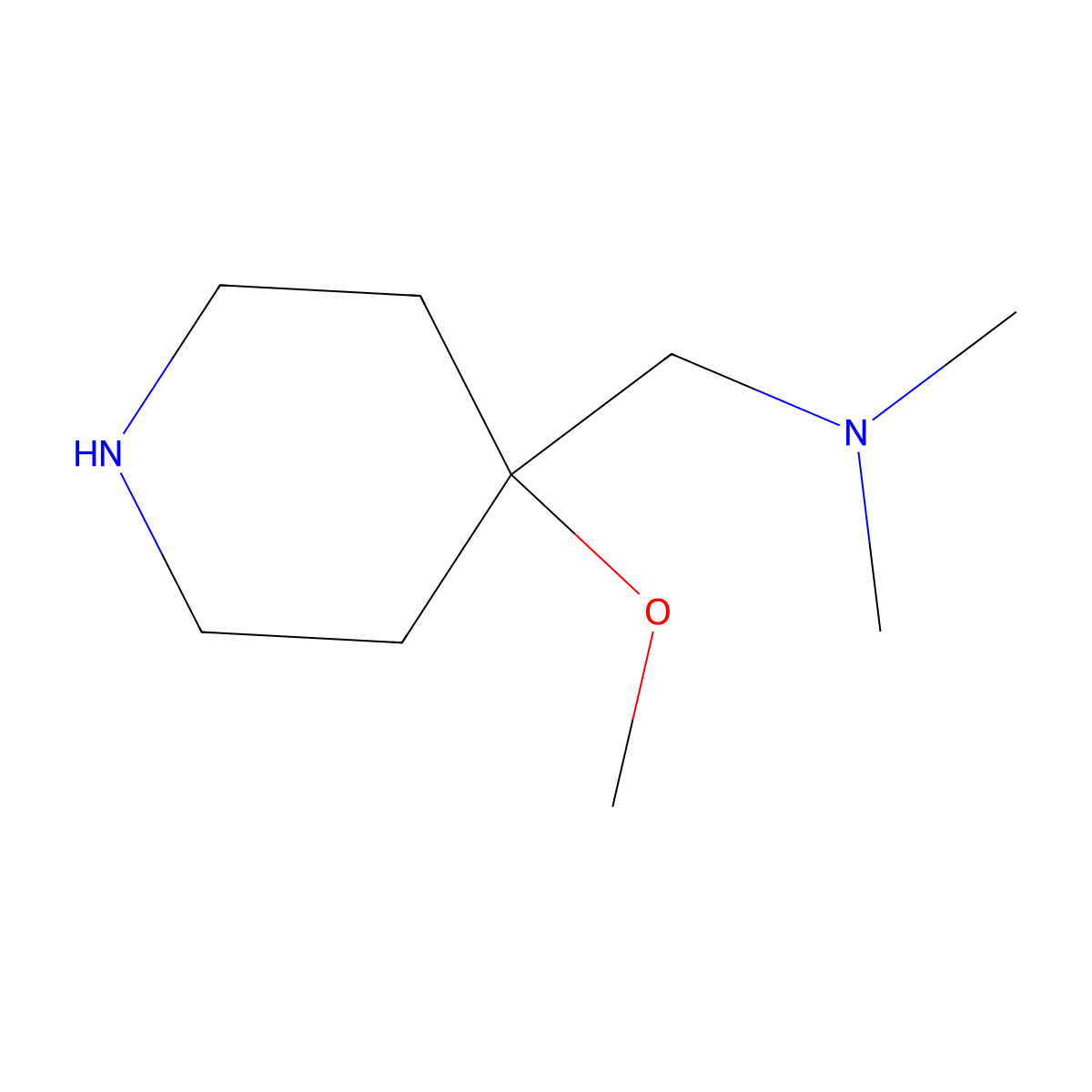 1-(4-methoxypiperidin-4-yl)-N,N-dimethylmethanamine molecular structure, CAS 1612173-08-6