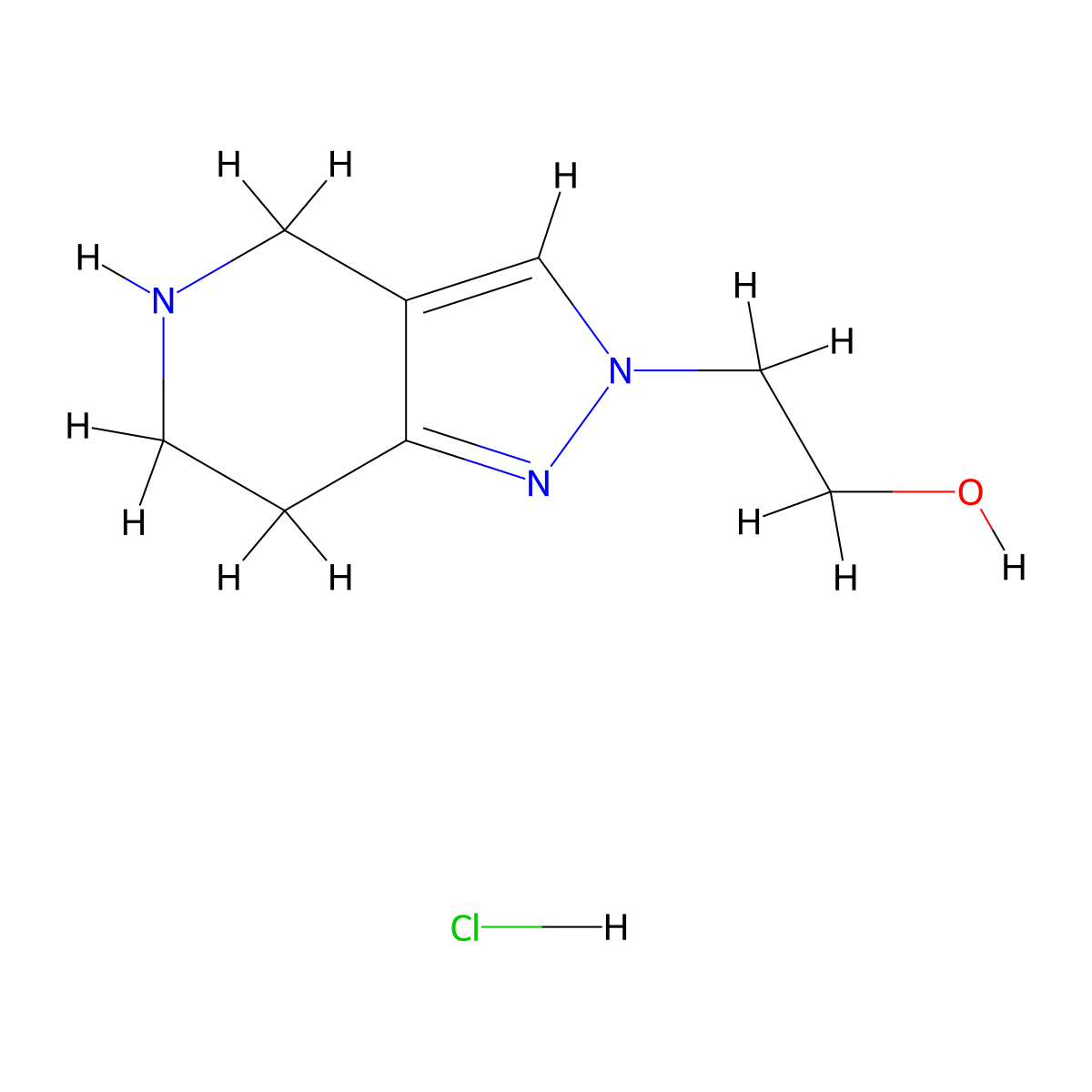 2-(4,5,6,7-Tetrahydro-2H-pyrazolo[4,3-c]pyridin-2-yl)ethanol hydrochloride molecular structure, CAS 1612173-24-6