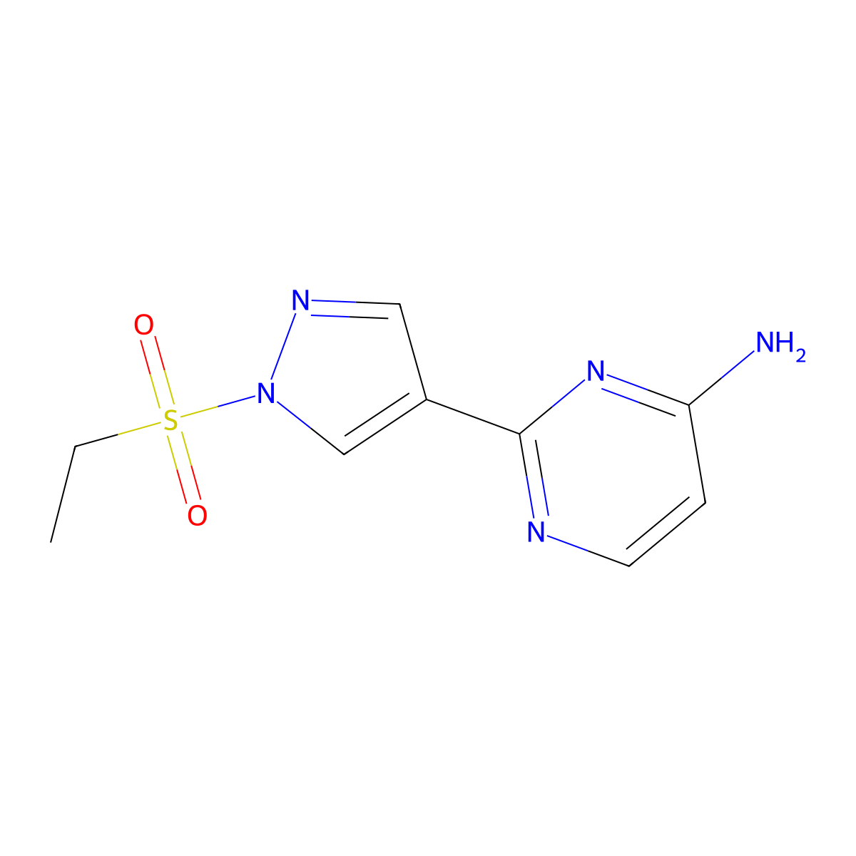 2-(1-ethanesulfonyl-1H-pyrazol-4-yl)-pyrimidin-4-ylamine molecular structure, CAS 1612173-67-7