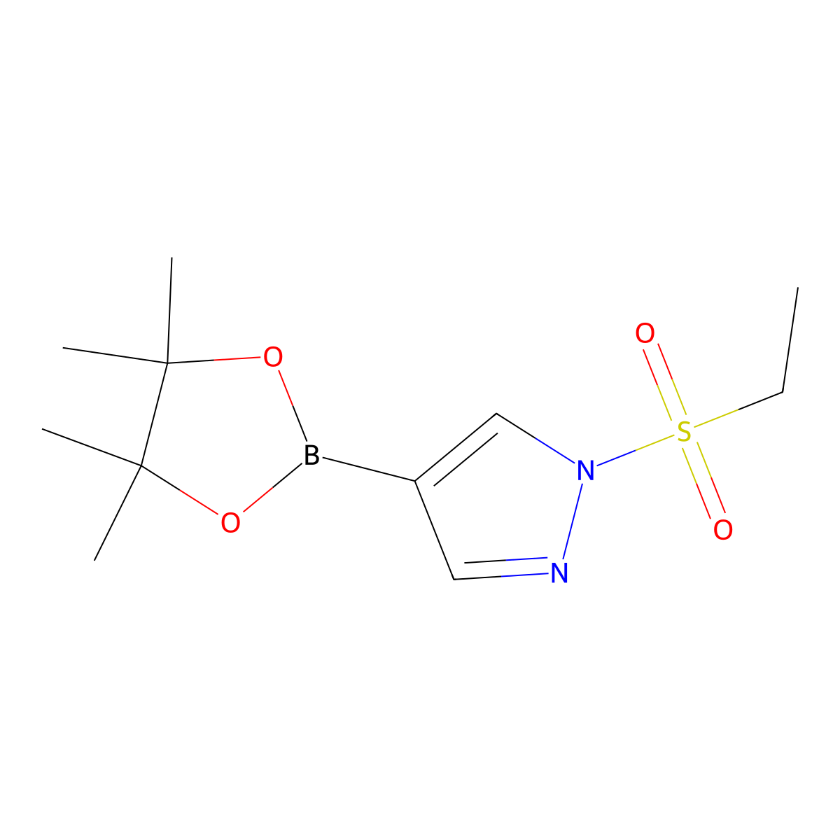 1-(ethylsulfonyl)-4-(4,4,5,5-tetramethyl-1,3,2-dioxaborolan-2-yl)-1H-pyrazole molecular structure, CAS 1612173-68-8