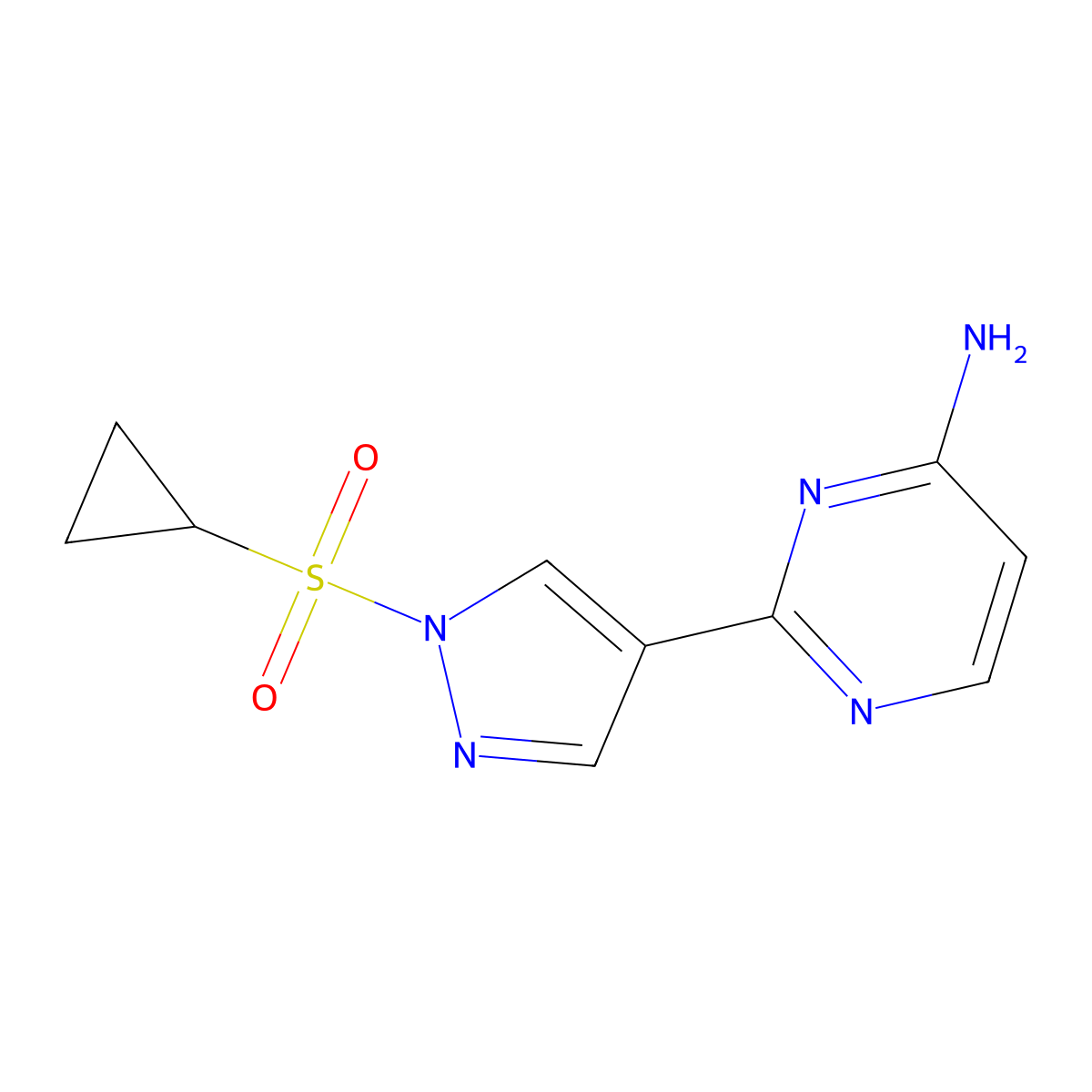 2-(1-(cyclopropylsulfonyl)-1H-pyrazol-4-yl)pyrimidin-4-amine molecular structure, CAS 1612174-02-3