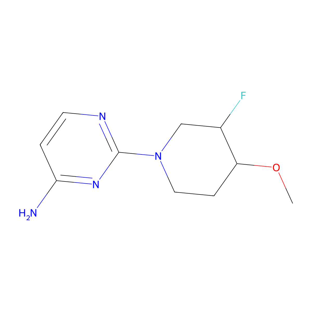 2-((3S,4R)-3-Fluoro-4-methoxypiperidin-1-yl)pyrimidin-4-amine molecular structure, CAS 1612174-06-7
