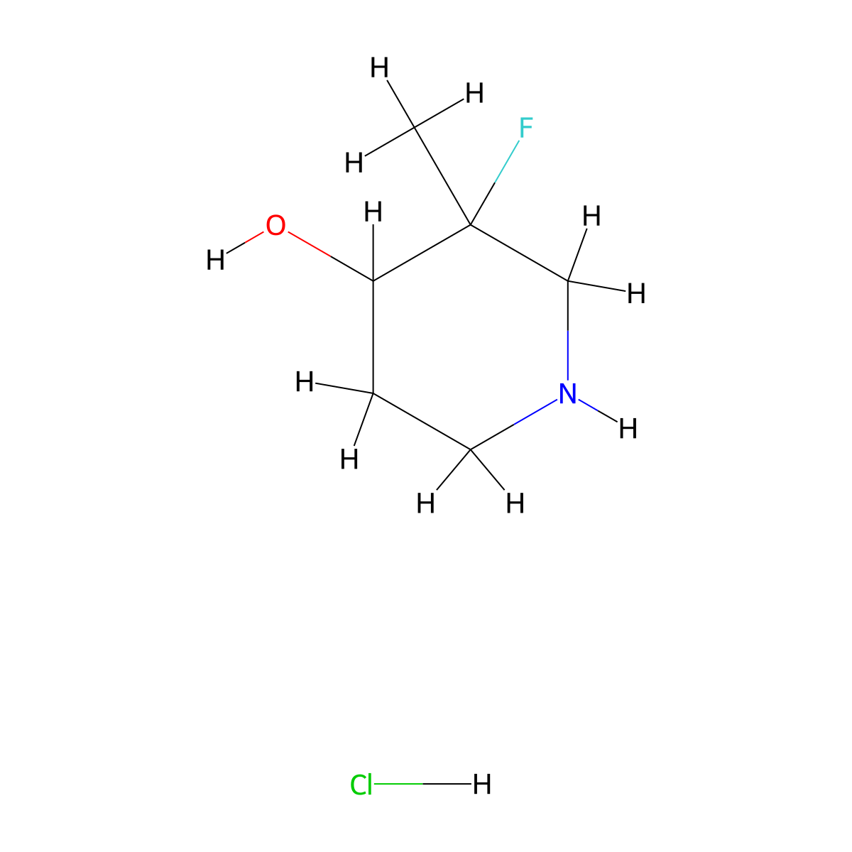 3-Fluoro-3-methyl-piperidin-4-ol;hydrochloride molecular structure, CAS 1612176-73-4