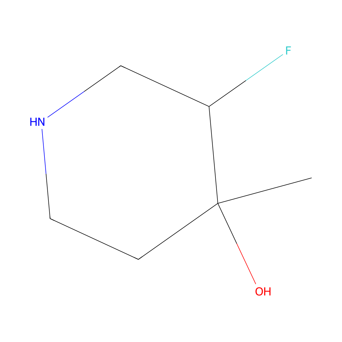 Cis-3-fluoro-4-methylpiperidin-4-ol molecular structure, CAS 1612176-91-6