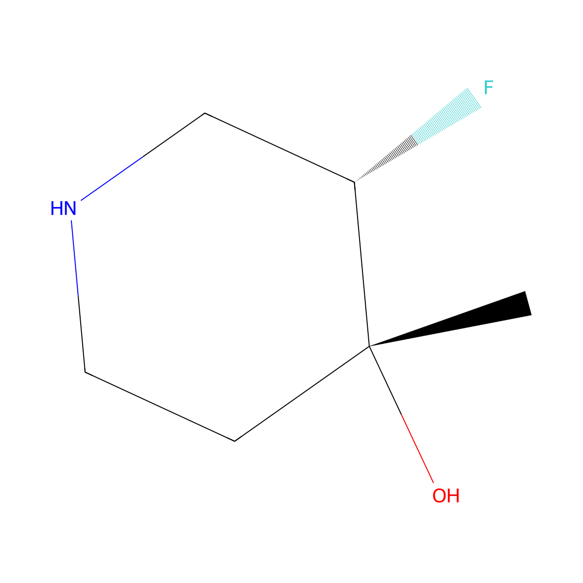 Cis-3-fluoro-4-methylpiperidin-4-ol molecular structure, CAS 1612176-91-6