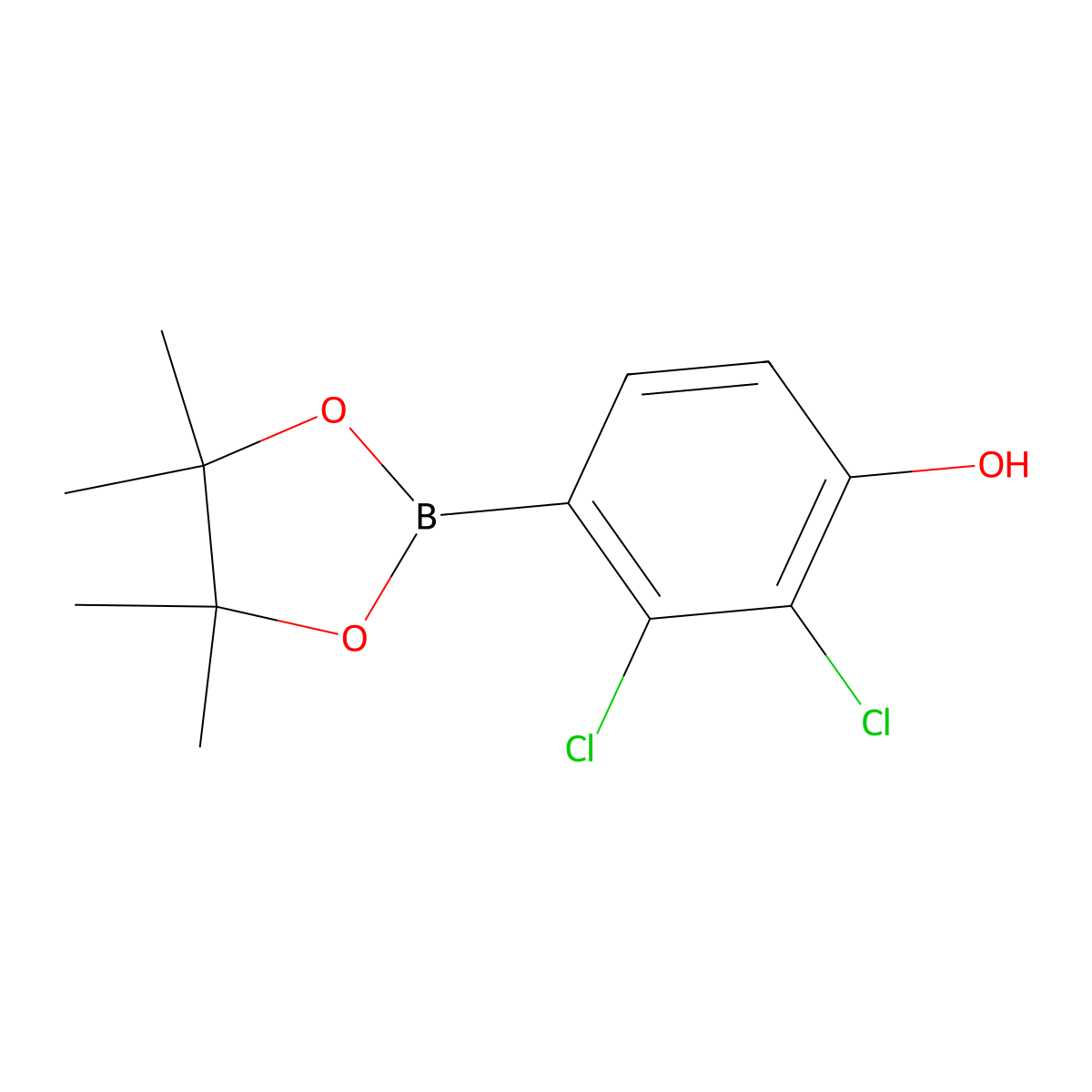 2,3-Dichloro-4-(4,4,5,5-tetramethyl-1,3,2-dioxaborolan-2-yl)phenol molecular structure, CAS 1612184-06-1