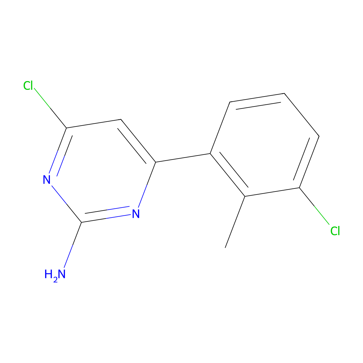 4-Chloro-6-(3-chloro-2-methylphenyl)pyrimidin-2-amine molecular structure, CAS 1612184-10-7