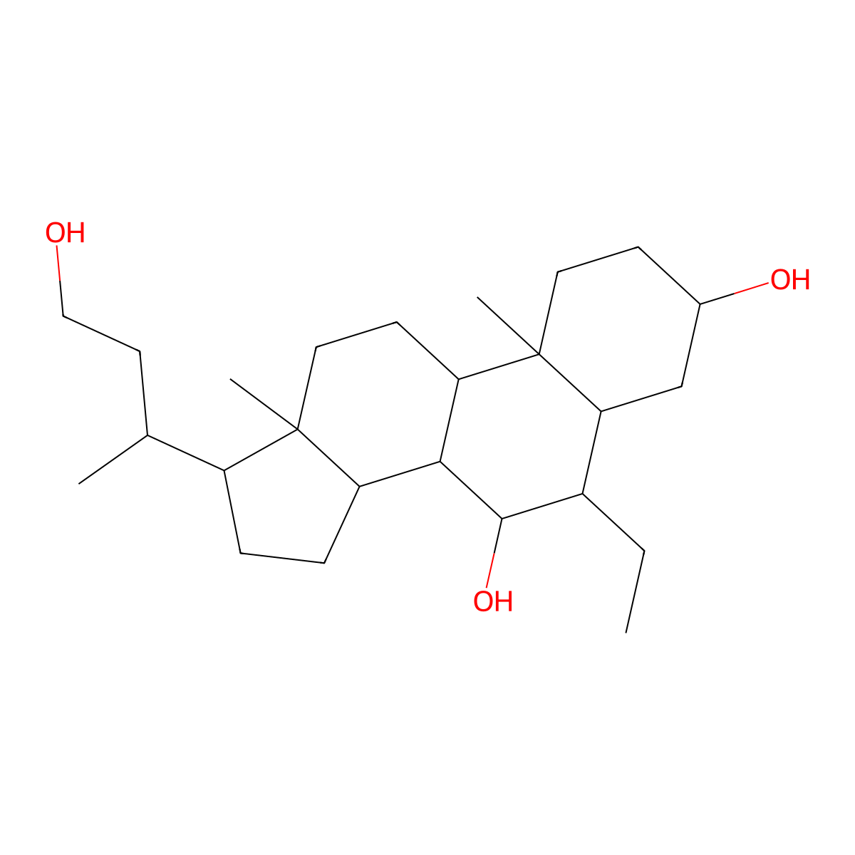 (3R,5S,6R,7R,8S,9S,10S,13R,14S,17R)-6-ethyl-17-[(2R)-4-hydroxybutan-2-yl]-10,13-dimethyl-2,3,4,5,6,7,8,9,11,12,14,15,16,17-tetradecahydro-1H-cyclopenta[a]phenanthrene-3,7-diol molecular structure, CAS 1612191-86-2