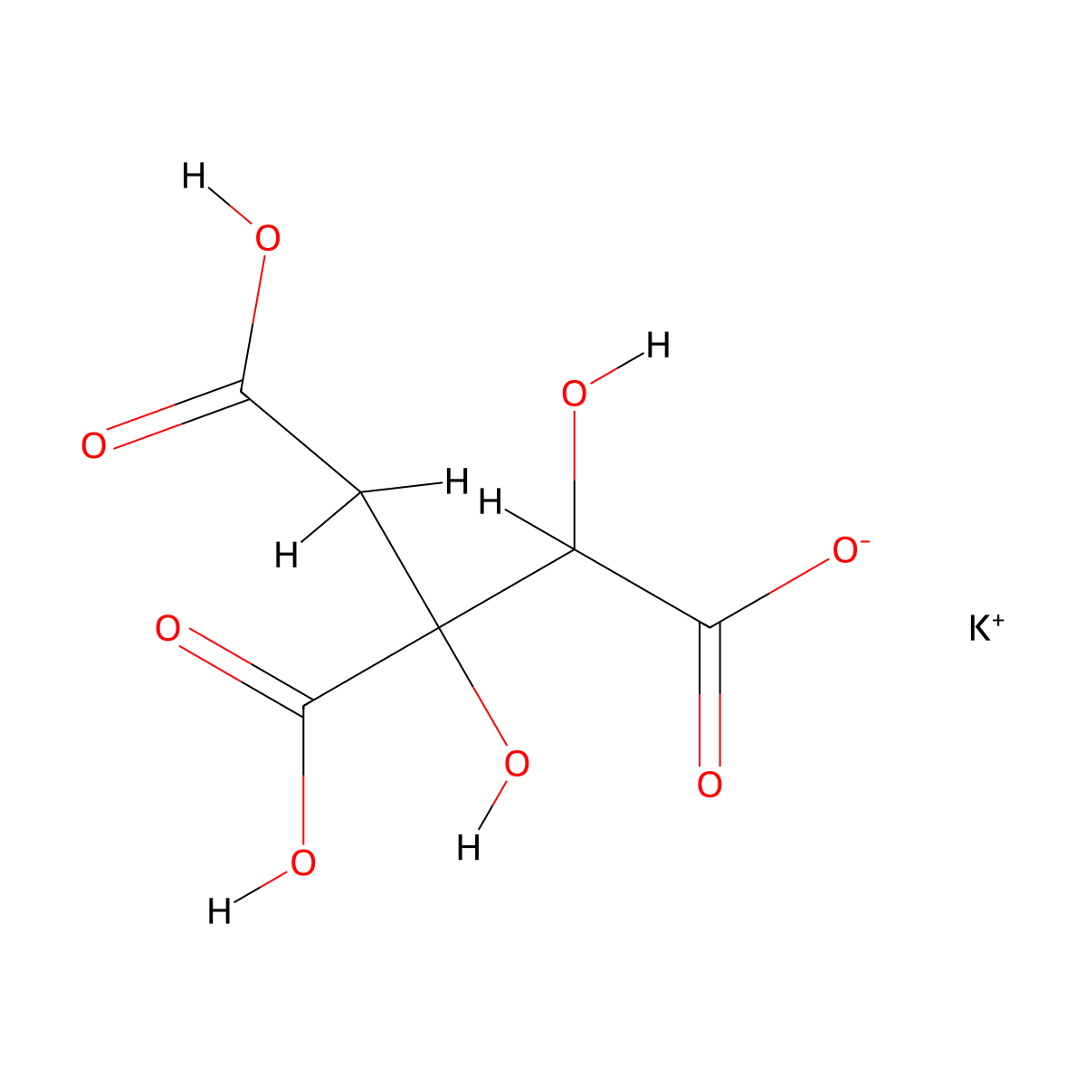 Hydroxycitric acid tripotassium salt monohydrate molecular structure, CAS 1612218-45-7