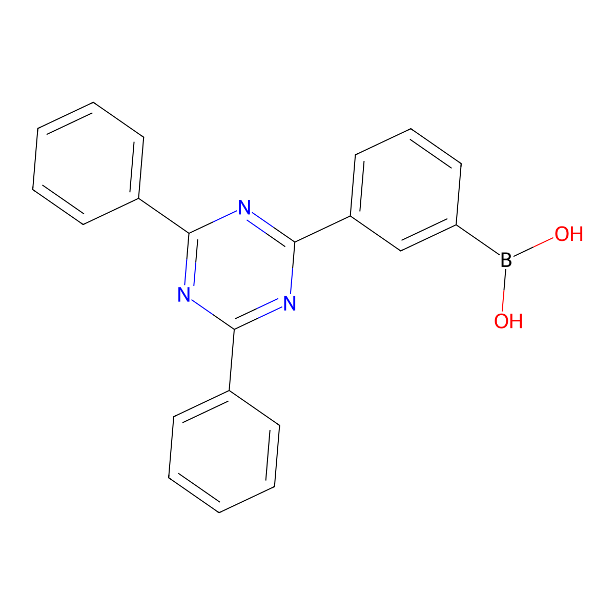 (3-(4,6-Diphenyl-1,3,5-triazin-2-YL)phenyl)boronic acid molecular structure, CAS 1612243-82-9