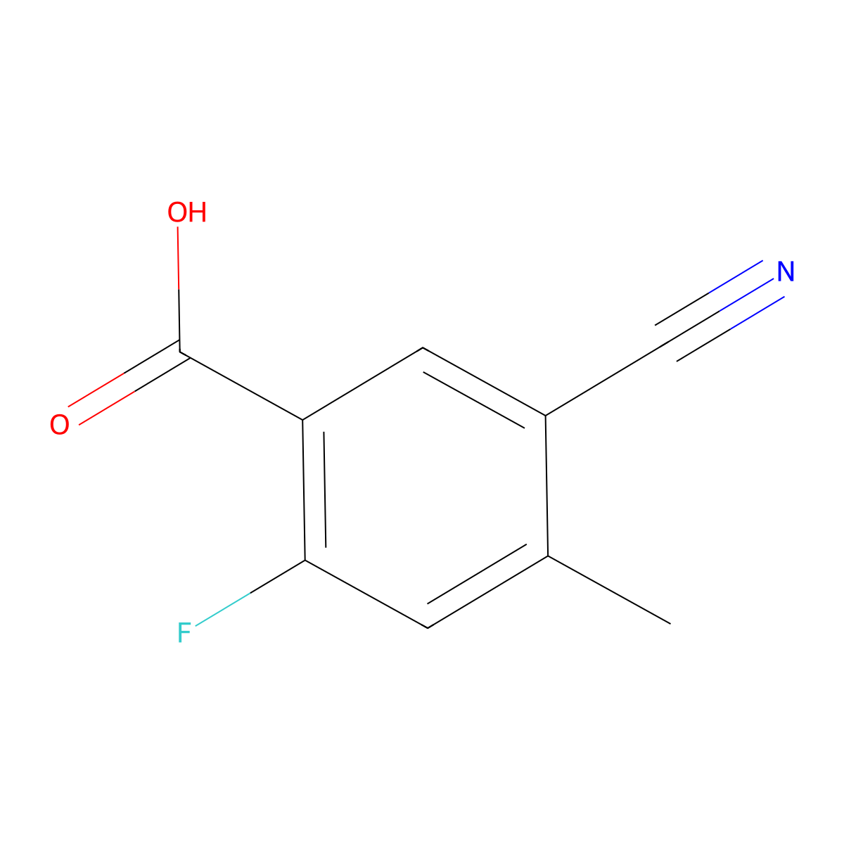 5-Cyano-2-fluoro-4-methylbenzoic acid molecular structure, CAS 1612247-38-7