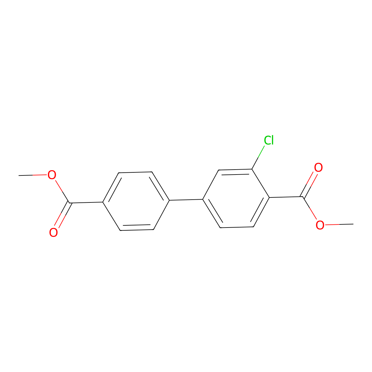 Methyl 2-chloro-4-[4-(methoxycarbonyl)phenyl]benzoate molecular structure, CAS 161225-09-8