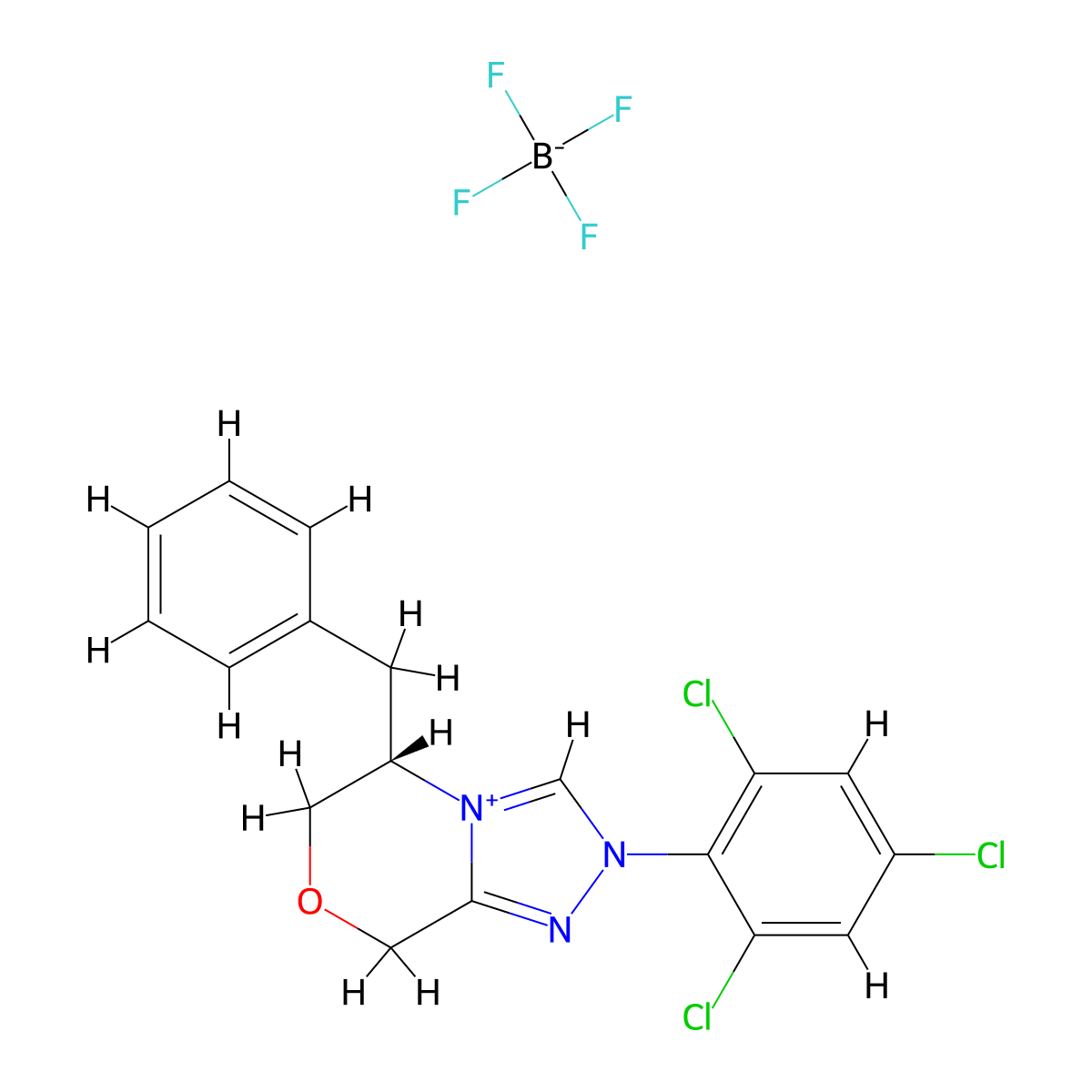 (S)-5-Benzyl-2-(2,4,6-trichlorophenyl)-5,6-dihydro-8H-[1,2,4]triazolo[3,4-c][1,4]oxazin-2-ium tetrafluoroborate molecular structure, CAS 1612251-13-4