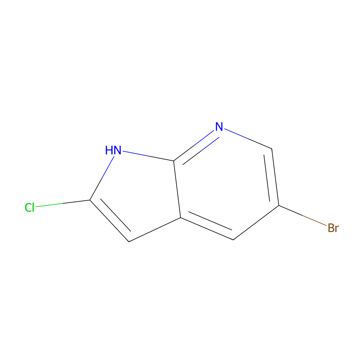 5-Bromo-2-chloro-1H-pyrrolo[2,3-b]pyridine molecular structure, CAS 1612287-20-3