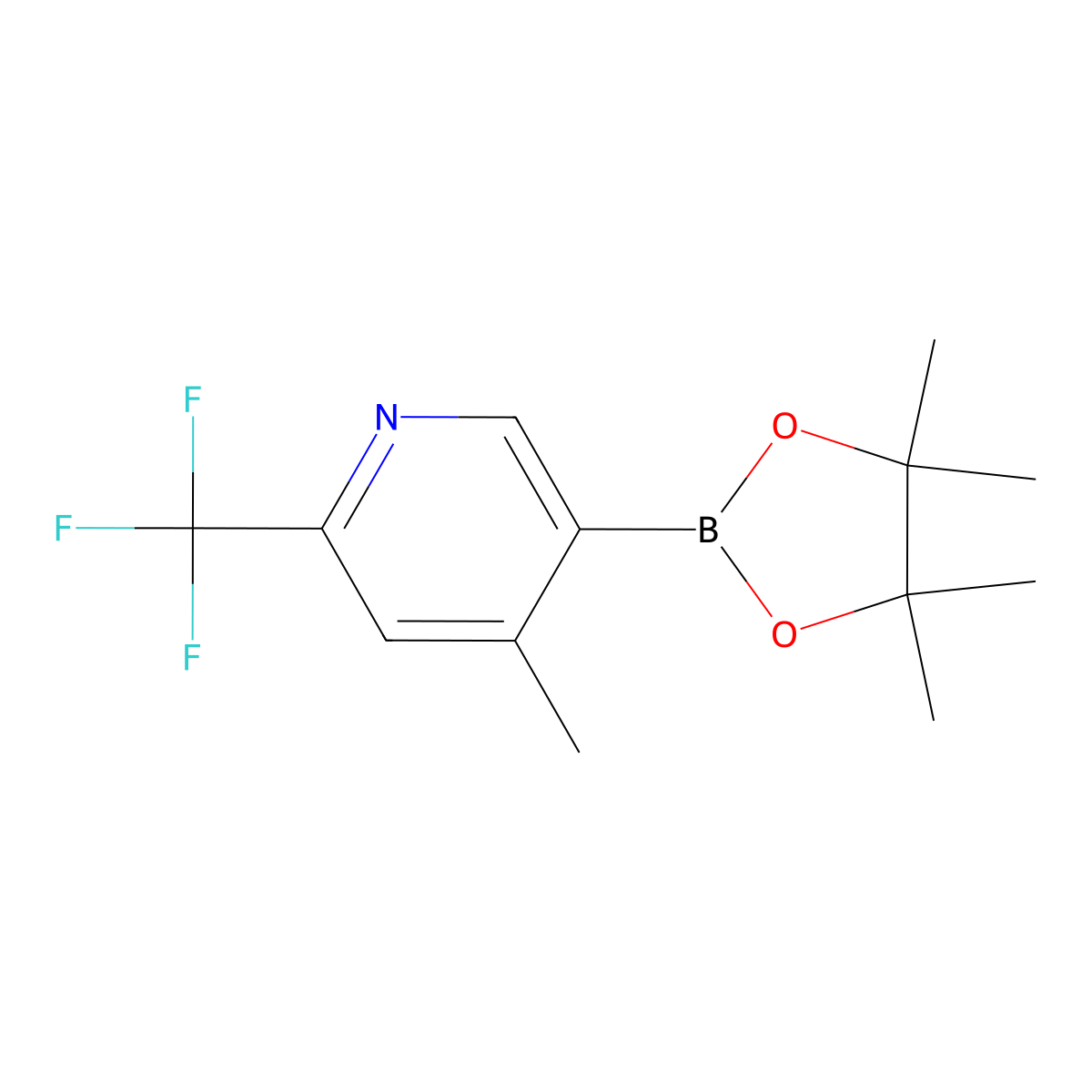 4-Methyl-5-(4,4,5,5-tetramethyl-1,3,2-dioxaborolan-2-yl)-2-(trifluoromethyl)pyridine molecular structure, CAS 1612287-99-6