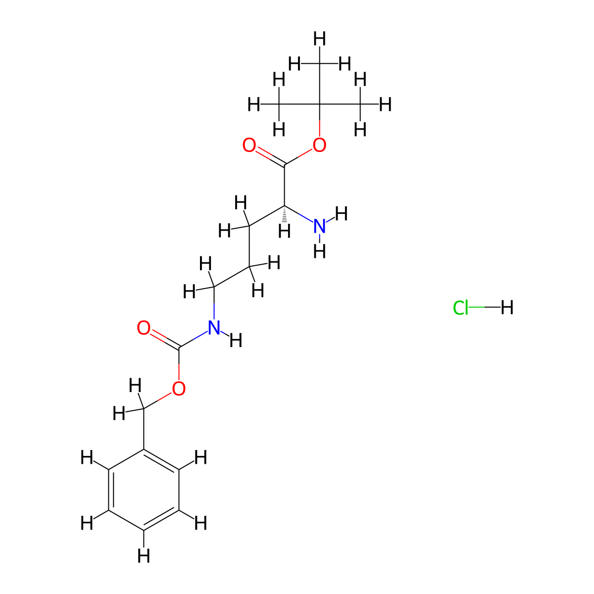 (S)-tert-Butyl 2-amino-5-(((benzyloxy)carbonyl)amino)pentanoate hydrochloride molecular structure, CAS 161234-80-6