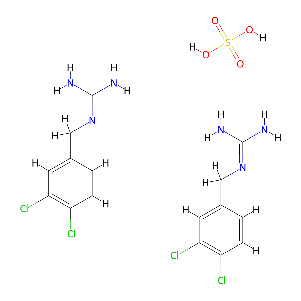 bis(N-[(3,4-dichlorophenyl)methyl]guanidine); sulfuric acid molecular structure, CAS 16125-89-6