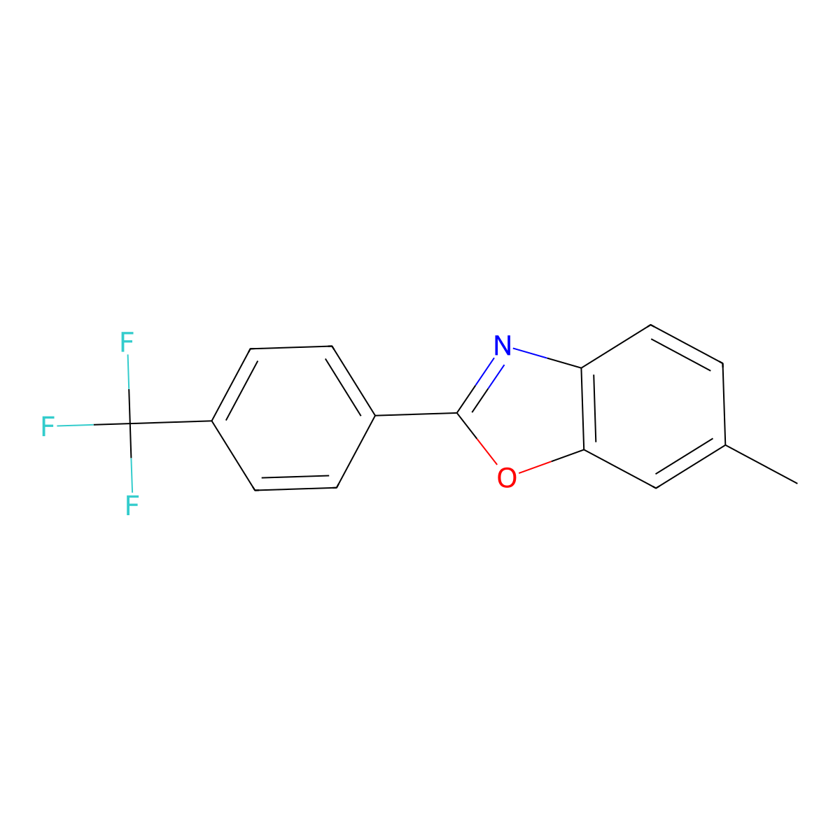 6-Methyl-2-[4-(trifluoromethyl)phenyl]-1,3-benzoxazole molecular structure, CAS 161257-37-0