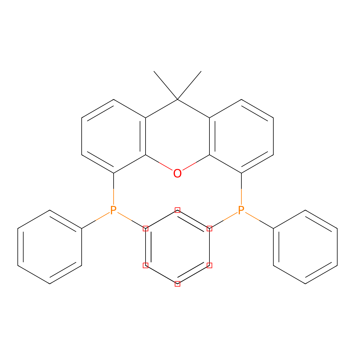 1,1'-(9,9-Dimethyl-9H-xanthene-4,5-diyl)bis(1,1-diphenylphosphine) molecular structure, CAS 161265-03-8