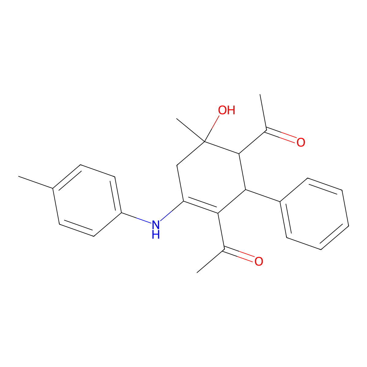 1-[3-Acetyl-6-hydroxy-6-methyl-4-(4-methylanilino)-2-phenylcyclohex-3-en-1-yl]ethanone molecular structure, CAS 161265-86-7
