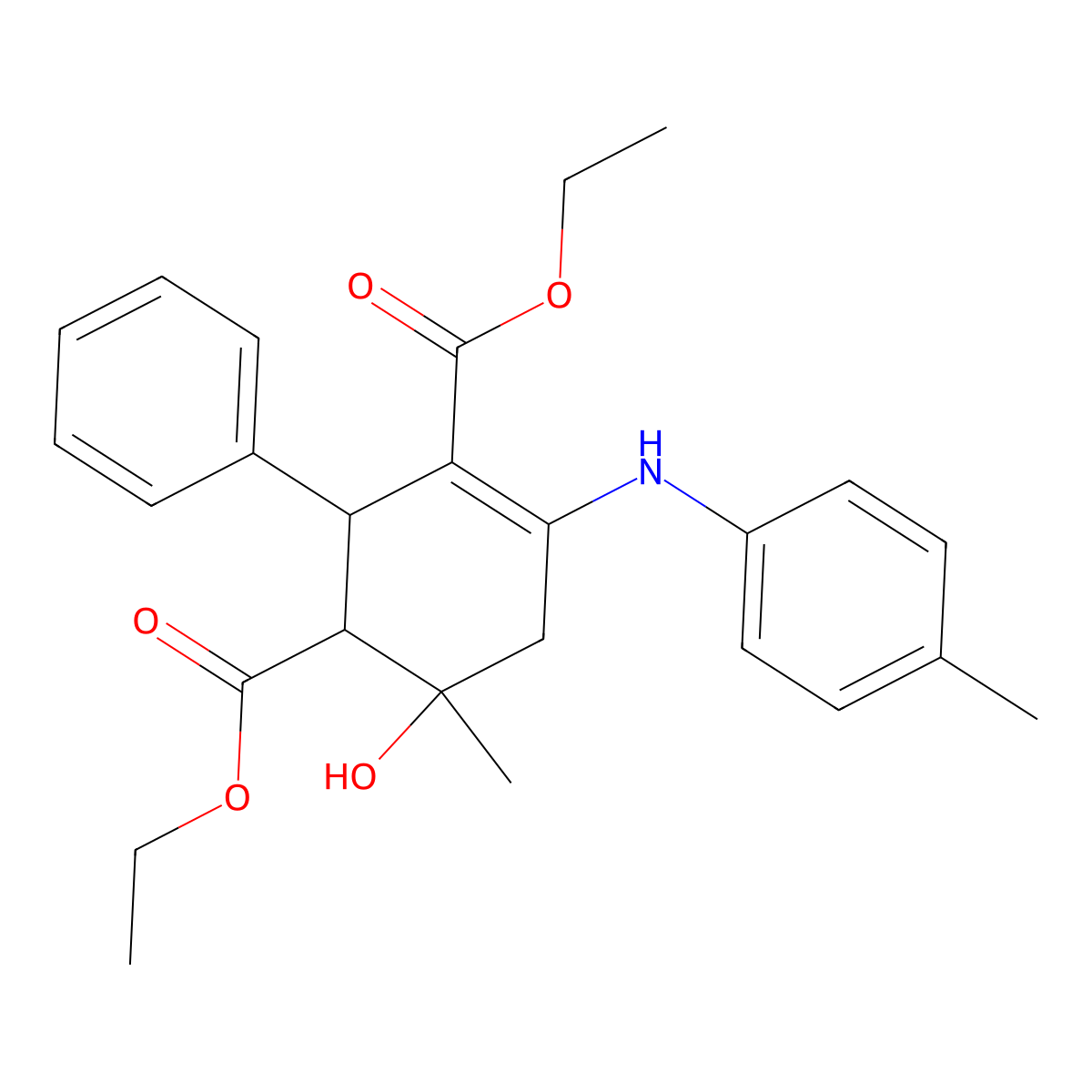 Diethyl 6-hydroxy-6-methyl-4-[(4-methylphenyl)amino]-2-phenyl-3-cyclohexene-1,3-dicarboxylate molecular structure, CAS 161265-88-9