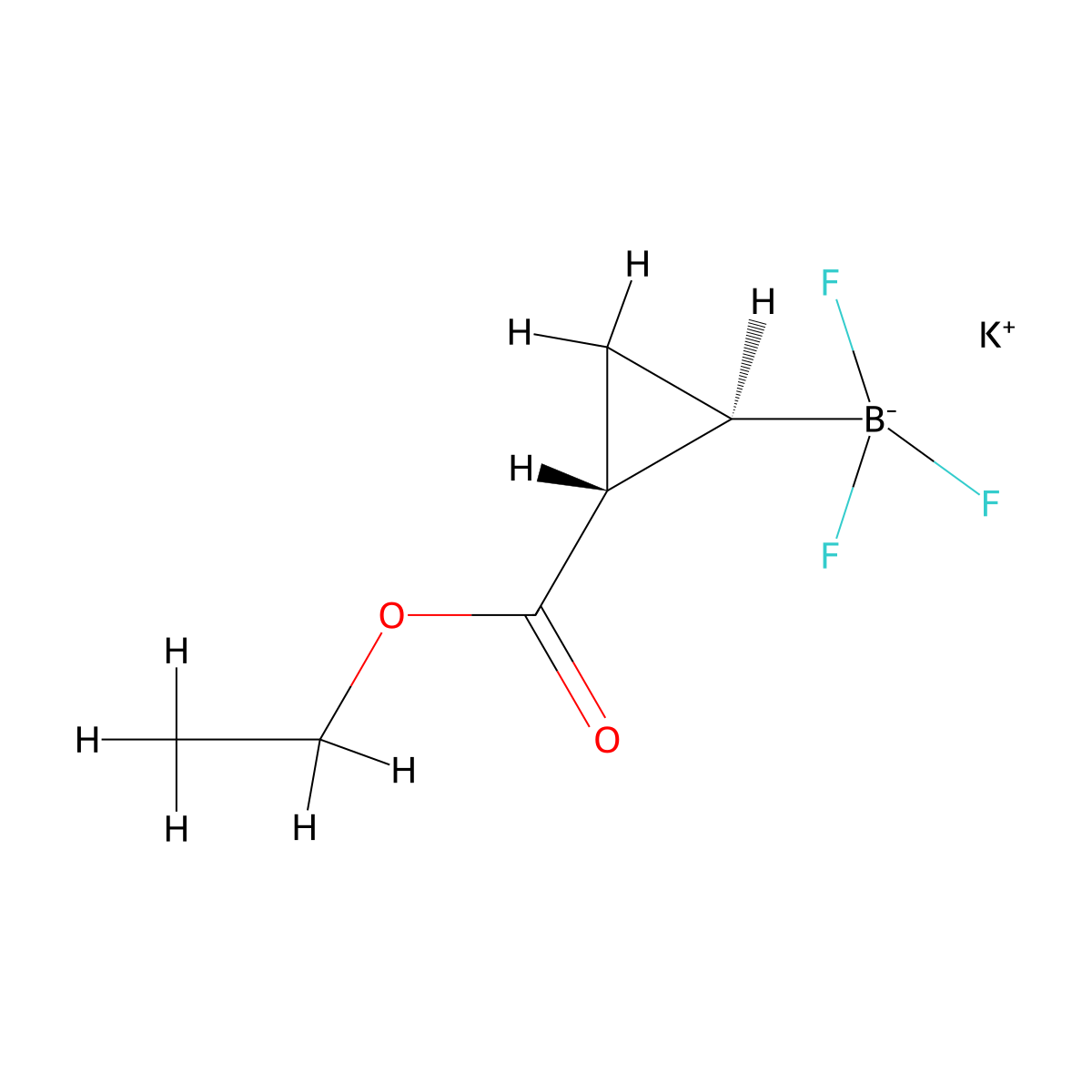 potassium rac-((1R,2R)-2-(ethoxycarbonyl)cyclopropyl)trifluoroborate molecular structure, CAS 1612792-88-7