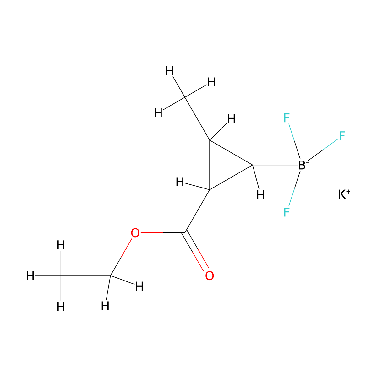 Potassium [2-(ethoxycarbonyl)-3-methylcyclopropyl]trifluoroboranuide molecular structure, CAS 1612792-89-8