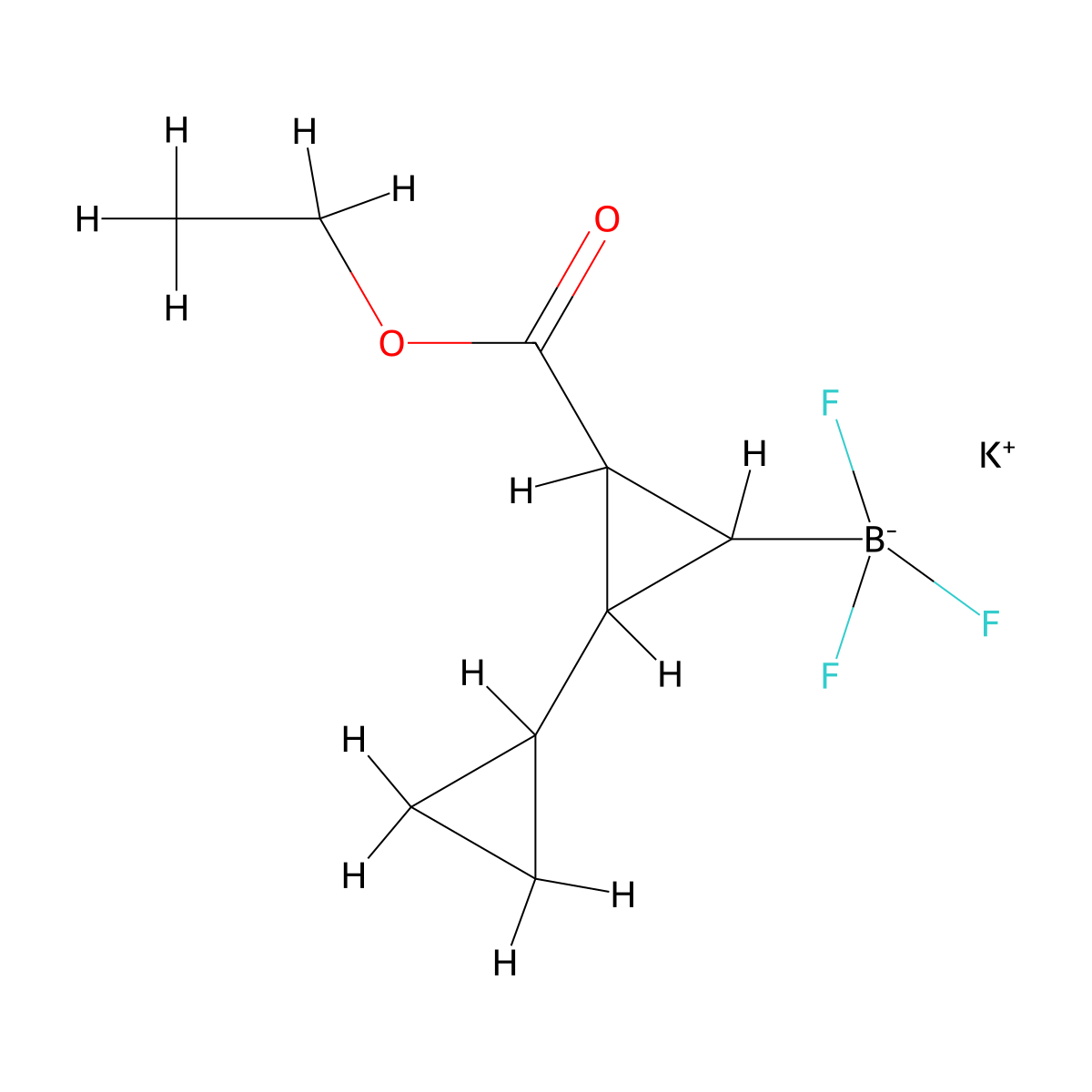 Potassium [3-(ethoxycarbonyl)-[1,1'-bi(cyclopropane)]-2-yl]trifluoroboranuide molecular structure, CAS 1612792-92-3