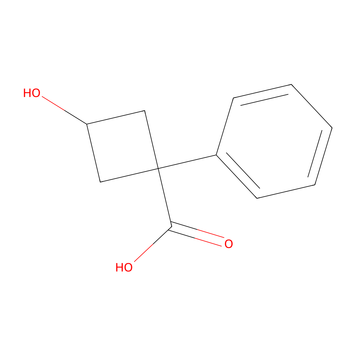 Rac-(1s,3s)-3-hydroxy-1-phenylcyclobutane-1-carboxylic acid molecular structure, CAS 1612885-87-6