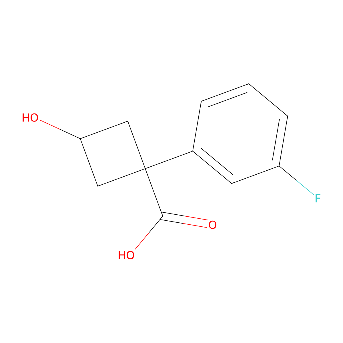 (1S,3s)-1-(3-fluorophenyl)-3-hydroxycyclobutane-1-carboxylic acid molecular structure, CAS 1612886-04-0