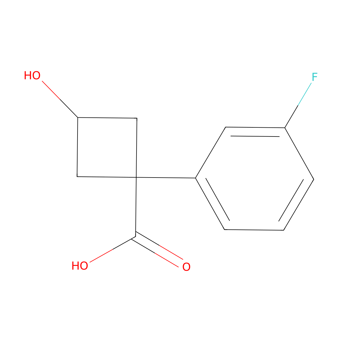 (1S,3s)-1-(3-fluorophenyl)-3-hydroxycyclobutane-1-carboxylic acid molecular structure, CAS 1612886-04-0