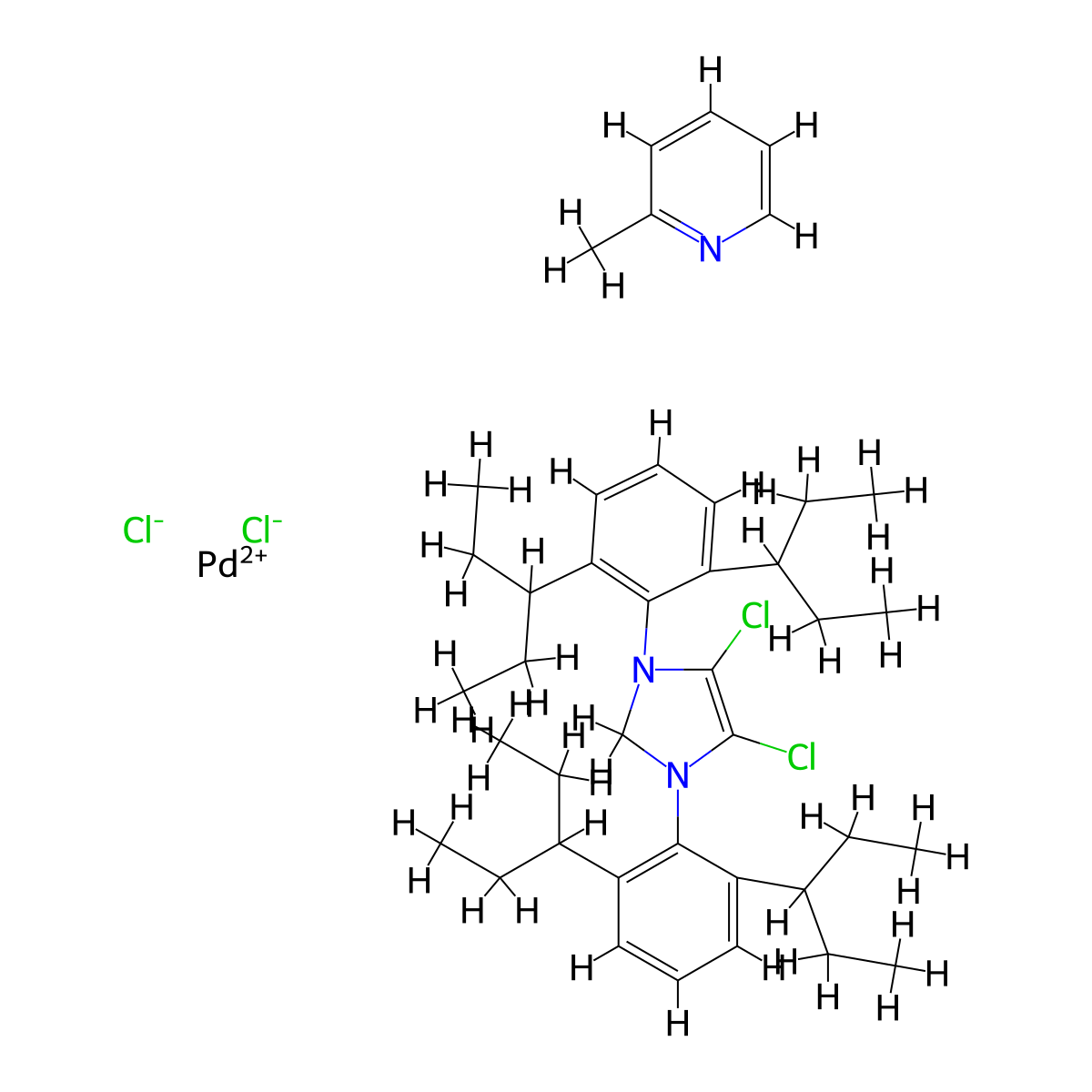 (SP-4-1)-[1,3-BIs[2,6-bis(1-ethylpropyl)phenyl]-4,5-dichloro-1,3-dihydro-2H-imidazol-2-ylidene]dichloro(2-methylpyridine)palladium molecular structure, CAS 1612891-29-8