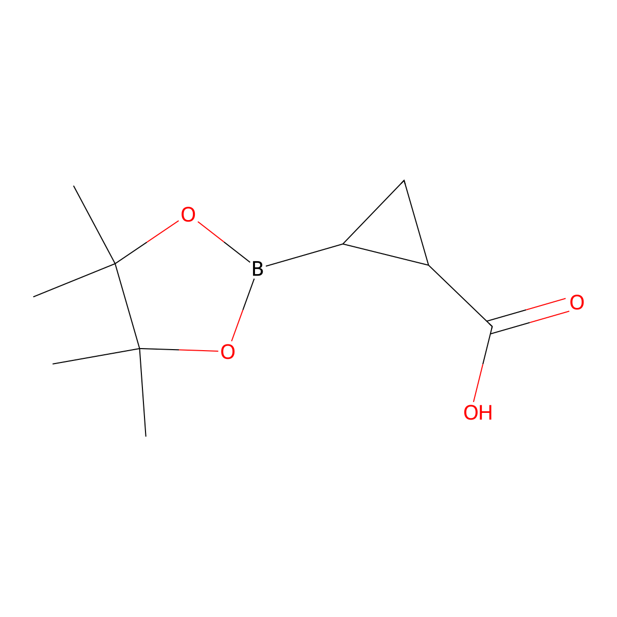 rac-(1R,2R)-2-(4,4,5,5-tetramethyl-1,3,2-dioxaborolan-2-yl)cyclopropane-1-carboxylic acid molecular structure, CAS 1612892-47-3