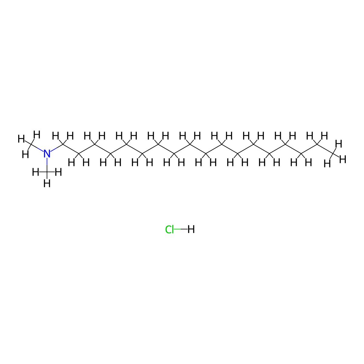 Octadecyldimethylammonium chloride molecular structure, CAS 1613-17-8